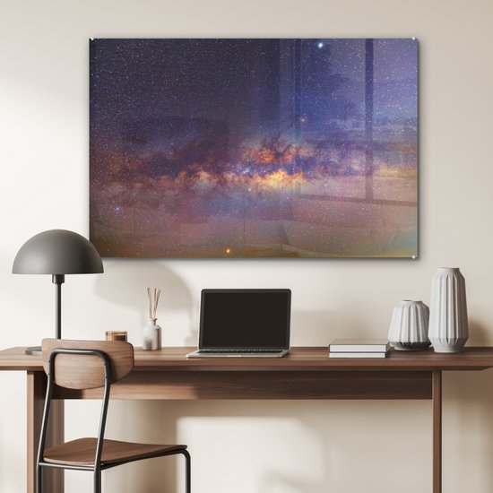 MuchoWow® Peinture sur Verre - Ciel Étoilé - Étoiles - Ciel - 90x60 cm - Peintures sur Verre Acrylique - Photo sur Glas
