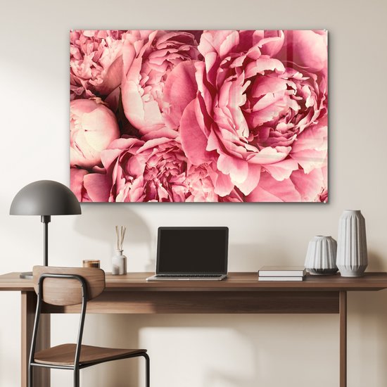 Peinture sur Verre - Roses - Bloem - Rose - 90x60 cm - Peintures sur Verre Peintures - Photo sur Glas