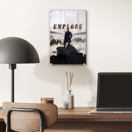 Peinture sur verre - Le marcheur au dessus des brumes - Caspar David Friedrich - Explorer - 20x30 cm - Peintures Plexiglas