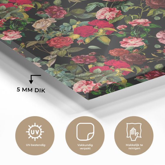 Peinture sur Verre - Fleurs - Vintage - Roses - 120x180 cm - Peintures sur Verre Peintures - Photo sur Glas