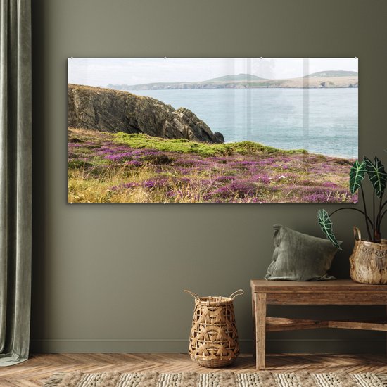 Herbe anglaise sur les falaises du parc national du Pembrokeshire Coast Plexiglass 160x80 cm - Tirage photo sur Glas (décoration murale en plexiglas)