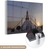 MuchoWow® Glasschilderij 30x20 cm - Schilderij acrylglas - Monument Nepal - Foto op glas - Schilderijen