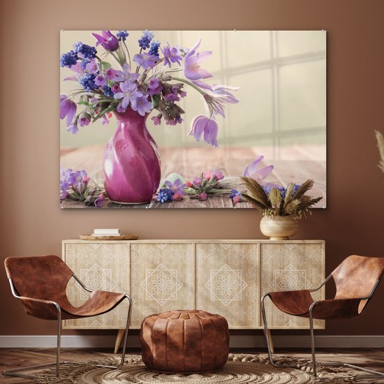 Peinture sur Verre - Printemps - Lilas - Nature Morte - 180x120 cm - Peintures Plexiglas