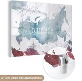 MuchoWow® Glasschilderij 30x20 cm - Schilderij acrylglas - Rusland - Wereldkaart - Verf - Foto op glas - Schilderijen