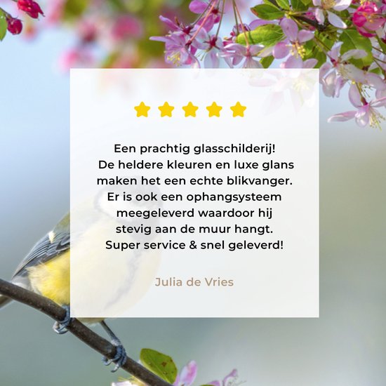 Peinture sur Verre - Vogel - Arbre - Fleur - 60x40 cm - Peintures sur Verre Peintures - Photo sur Glas