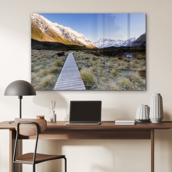 Chemin des montagnes sur Glas 120x80 cm - Tirage photo sur Glas (décoration murale en plexiglas)