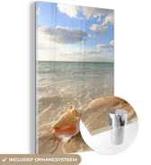 MuchoWow® Peinture sur verre 100x150 cm - Peinture sur verre acrylique - Coquillage - Mer - Ciel - Photo sur verre - Peintures