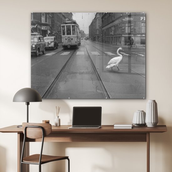 MuchoWow® Peinture sur verre 120x90 cm - Peinture sur verre acrylique - Traversée de cygne - Photo sur verre - Peintures