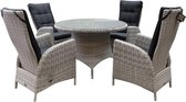 Riccione Menorca dining tuinset 110 cm rond verstelbaar 5-delig wit grijs