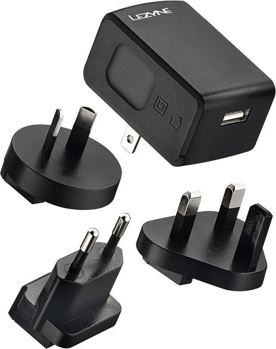 Lezyne International HE 2A USB Charging Kit Black Oplader - Zwart