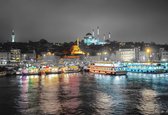 Fotobehang City Turkey Bosphorus Night  | PANORAMIC - 250cm x 104cm | 130g/m2 Vlies