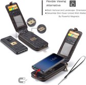 Zwarte flip case  wallet hoesje Samsung S9 TPU leer