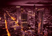 Fotobehang City Frankfurt Skyline Night Lights | PANORAMIC - 250cm x 104cm | 130g/m2 Vlies