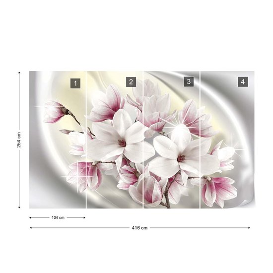 Papier peint photo Fleurs de magnolia | XXXL - 416 cm x 254 cm | Polaire 130g / m2