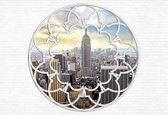 Fotobehang New York City Skyline Window | XL - 208cm x 146cm | 130g/m2 Vlies