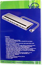 VALUE Station d'accueil multiport USB 3.2 Gen 2 Type C, 4K HDMI/DP, VGA, USB, lecteur de carte, PD, LAN, Audio