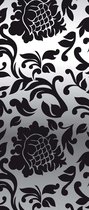 Papier peint Motif de fleurs noir argenté | PORTE - 211cm x 90cm | Polaire 130g / m2