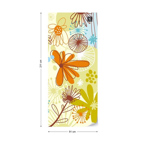 Papier peint Motif floral  | PORTE - 211cm x 90cm | Polaire 130g / m2