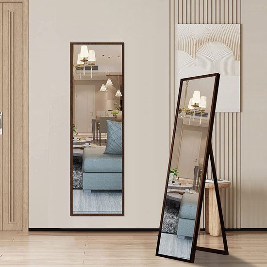 Geheel lange spiegels, staande spiegels met bruine bovenop hangend in de muur,... | bol.com