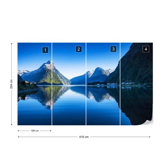 Muralo Fotobehang gebergte 150 x 225 cm vlies behang muur behang bergen zwart-wit uitzicht woonkamer slaapkamer moderne wandschilderijen XXL natuur landschap panorama muur decoratie