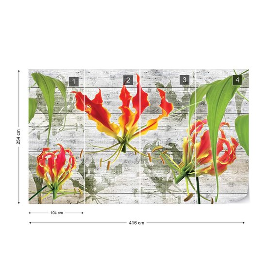 Papier peint Fleurs Floral | XXXL - 416 cm x 254 cm | Polaire 130g / m2