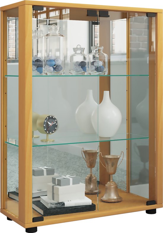 VCM Vitrine en bois collection vitrine en verre Lumo Mini miroir Vitrine en  bois
