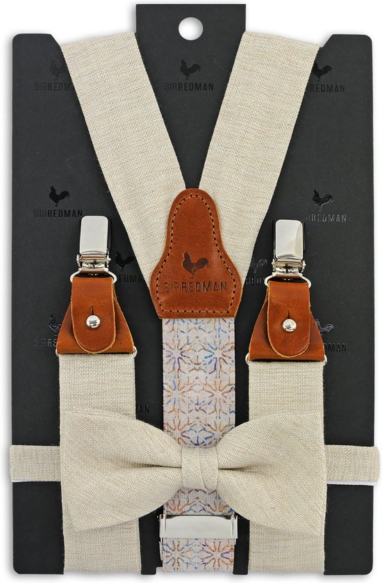 Sir Redman - Bretels met strik - bretels combi pack Gracefull Groom sand - zandkleur