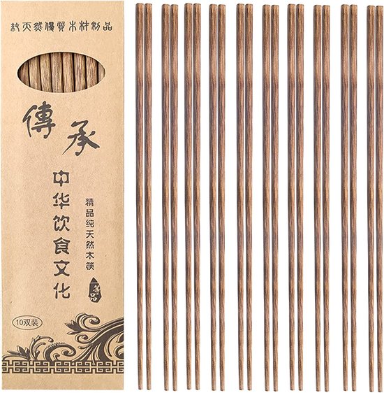 10Paires Baguette Chinoise, 25cm Naturel Bois Baguettes Japonaises