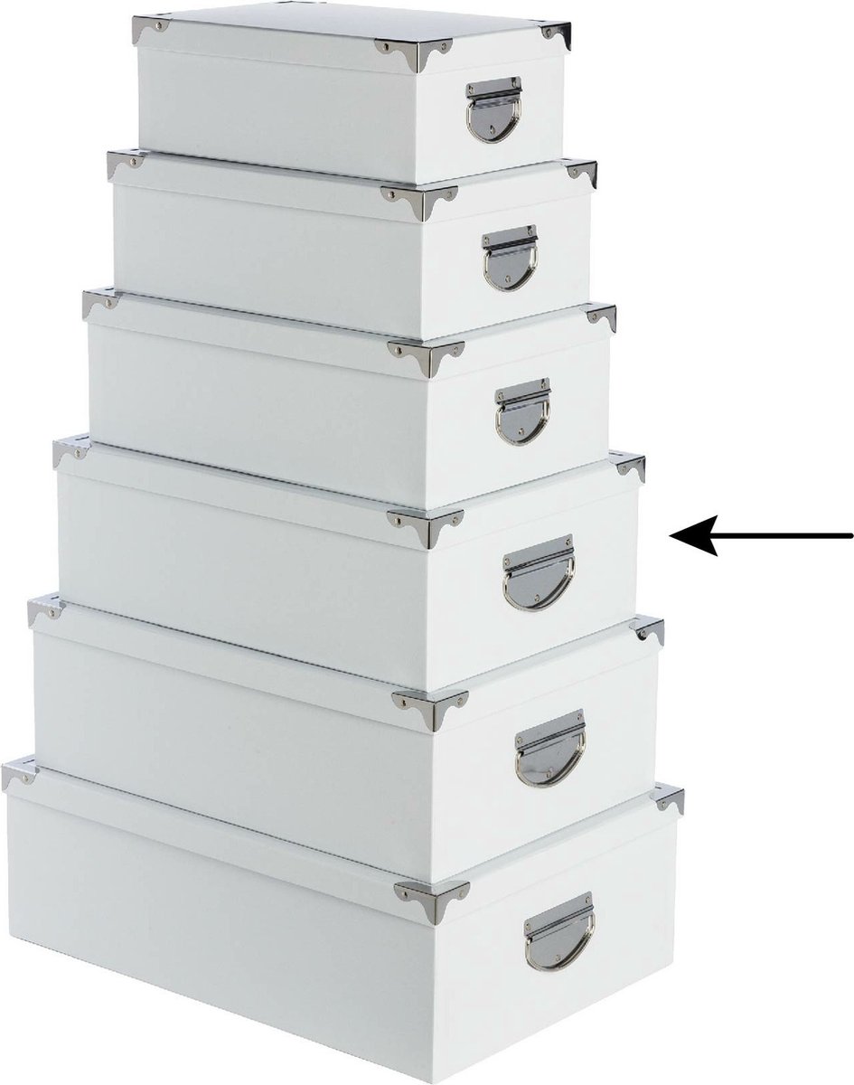 5Five Opbergdoos/box - wit - L40 x B26.5 x H14 cm - Stevig karton - Whitebox - Opbergbox