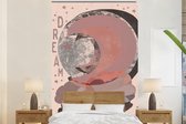 Behang - Fotobehang Tekst - Dream - Pastel - Maan - Design - Breedte 160 cm x hoogte 240 cm - Behangpapier
