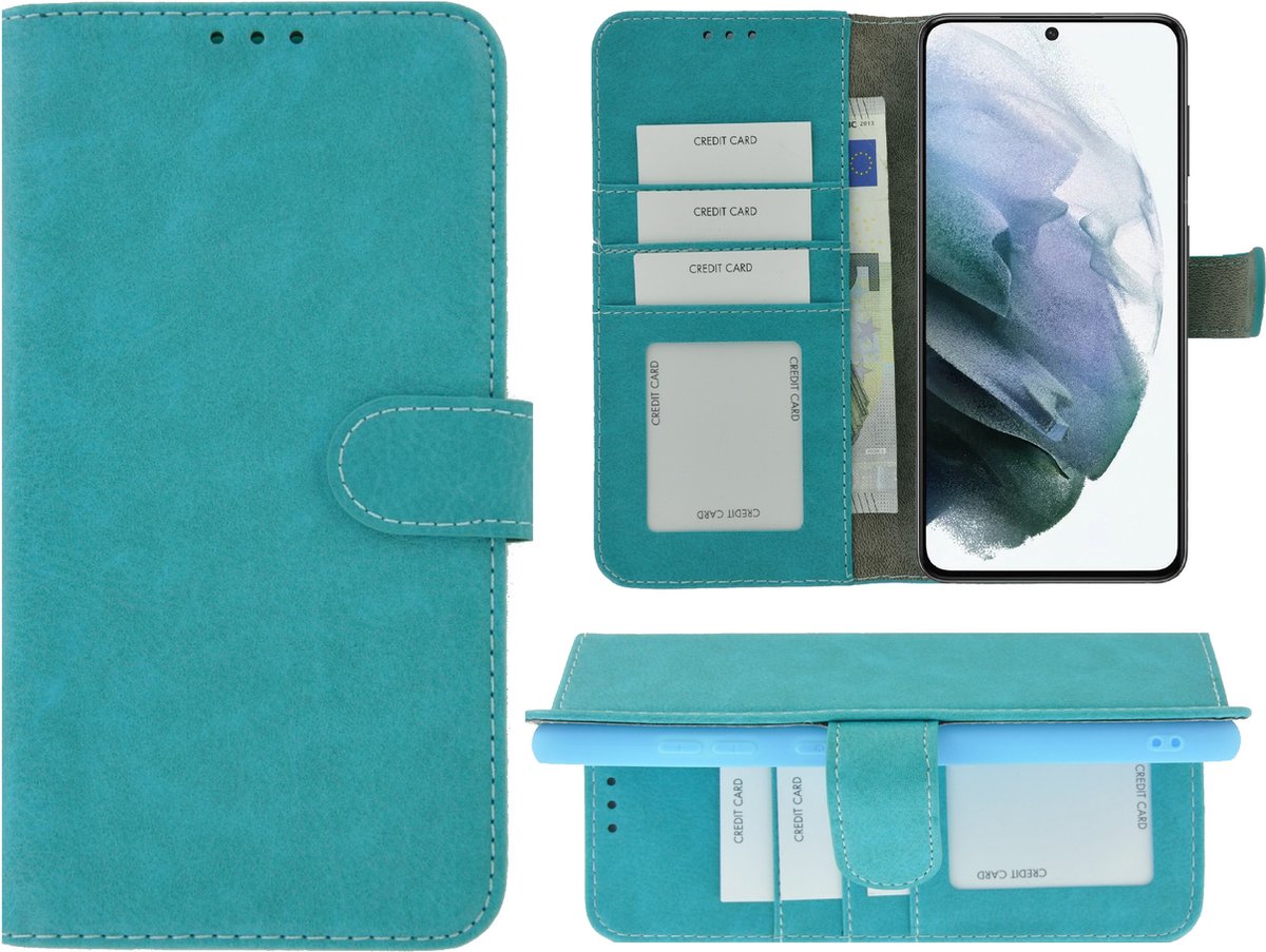 MoDo hoesje Geschikt voor Samsung Galaxy A54 - Kunstleer Book Case - Turquoise