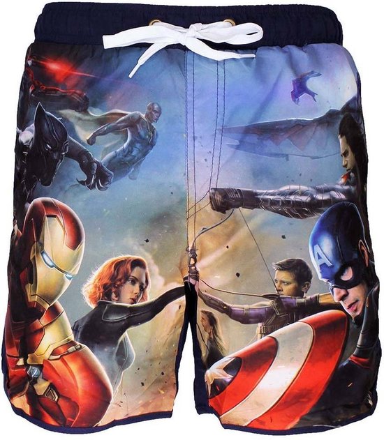 Marvel - Captain America Zwembroek - Blauw Met Op Voorzijde Avengers Print