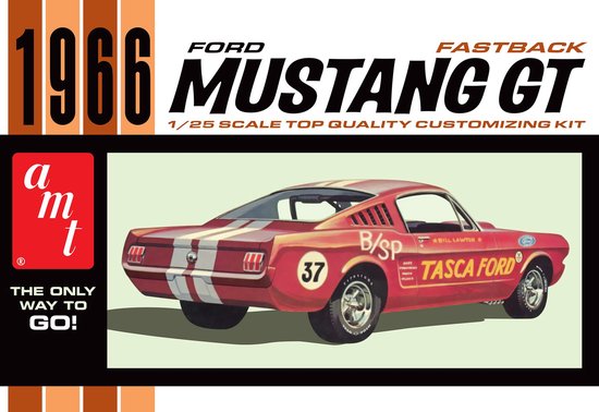 Foto: 1 25 amt 1305 1966 ford mustang fastback 2 2 plastic modelbouwpakket