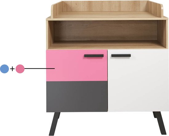 trendteam smart living Mats Color commode, beukengrijs-wit-blauw/roze ...