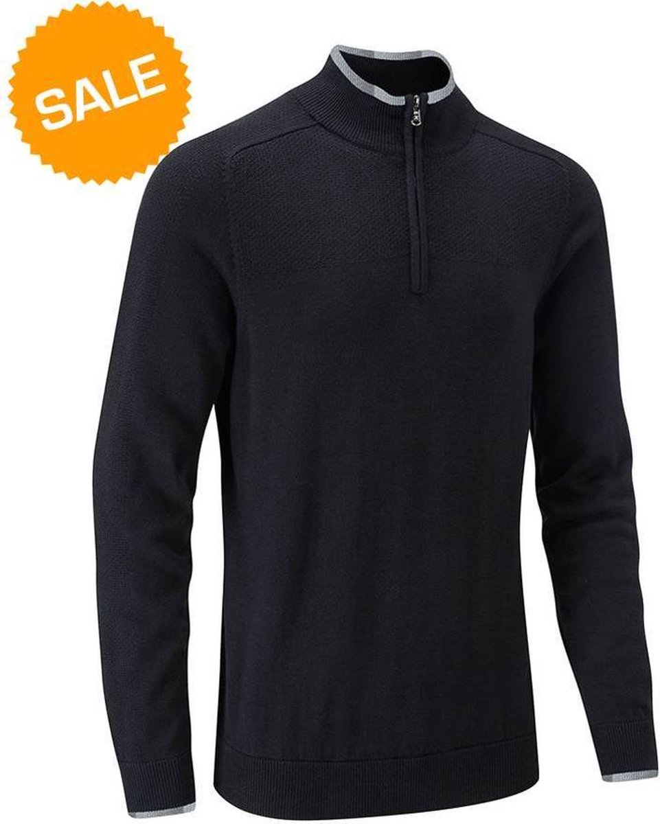 Vapour Casual Half Zip Lined Sweater - Zwart