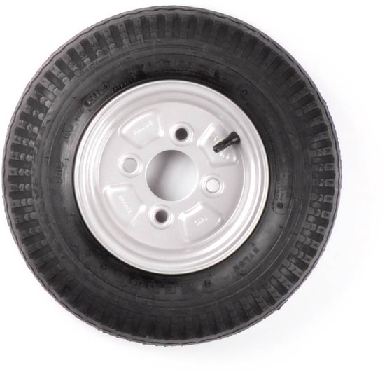Roue complète 8 pouces - Pneu 4.00-8 + jante - Pas Opel: 4x100 - 4PR - 265 kg - Diamètre moyeu 60 mm