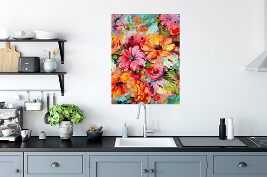 Affiche Fleurs - Coloré - Art - Peinture à l'huile - 60x80 cm