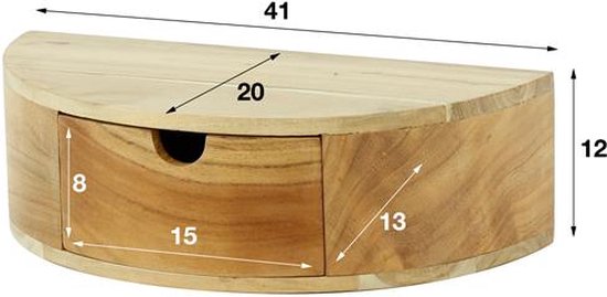 Hoyz - Table de chevet 1L Curve - Acacia Massief Naturel