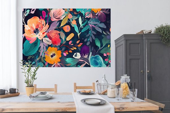 Poster Coloré - Fleurs - Art - Nature - Hippie - 180x120 cm XXL
