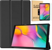 Tablet Hoes geschikt voor Samsung Galaxy Tab A 10.1 (2019) - Tri-Fold Book Case + Screenprotector - Zwart