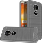 Motorola Moto E5 - Geborstelde TPU Cover - Grijs