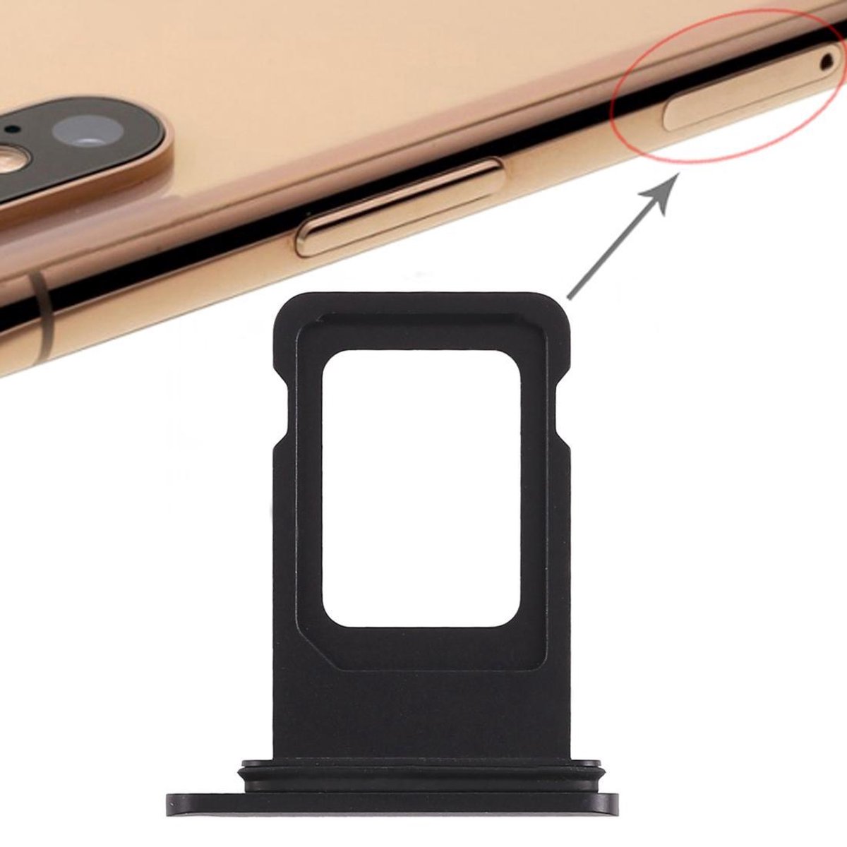 Let op type!! Double SIM Card Tray for iPhone XR (Double SIM Card)(Black)