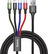 Baseus Rapid Series 4 in 1 1,2m 3,5A USB naar 2 x Micro USB + 8Pin + USB-C / Type-C kabel, voor iPhone, Galaxy, Huawei, Xiaomi, HTC, Sony en andere smartphones (zwart)
