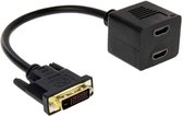29,5 cm DVI 24 + 1-pins mannelijk naar 2 x HDMI-vrouwelijke splitterkabel (zwart)