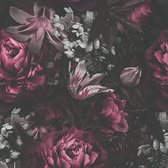 BONTE BLOEMEN BEHANG | Botanisch - lila zwart grijs wit - A.S. Création PintWalls II