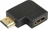 Vergulde HDMI 19-pins mannelijk naar HDMI 19-pins vrouwelijke adapter met 90 graden hoek (zwart)
