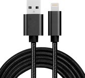 Lightning kabel - 2 meter - USB-A naar Lightning - Geweven kabel - Zwart
