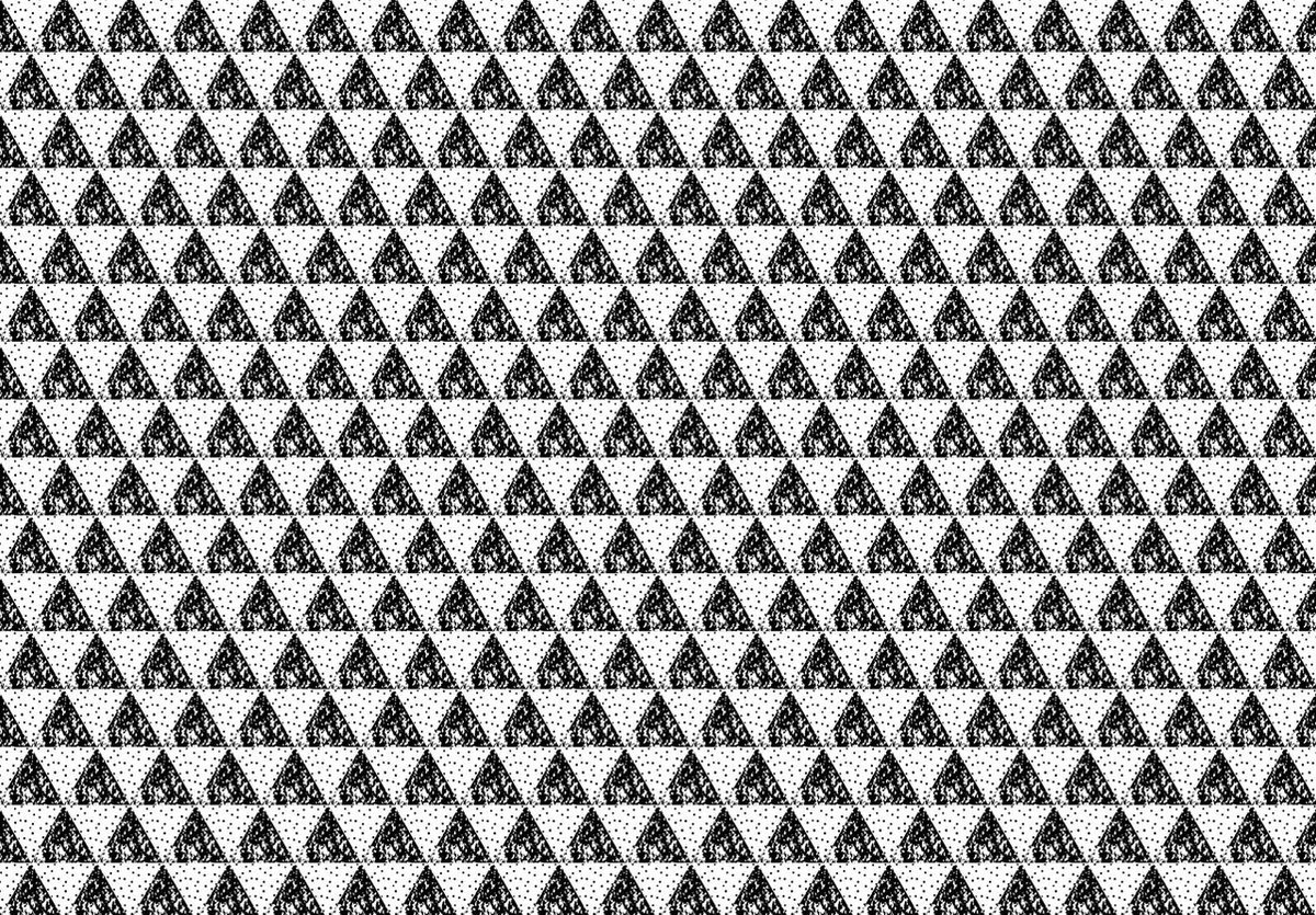 Fotobehang - Vlies Behang - Driehoeken zwart-wit - 416 x 290 cm