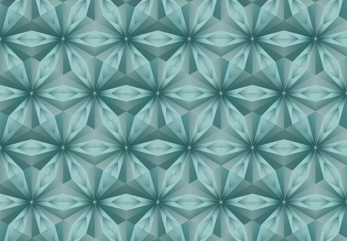 Fotobehang - Vlies Behang - Mozaiek Blauw - 416 x 290 cm