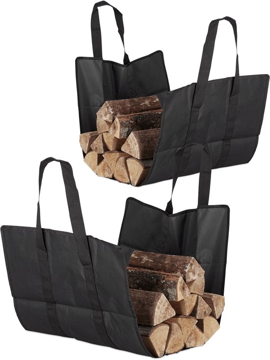 relaxdays x sac à bûches ouvert panier de bois de chauffage